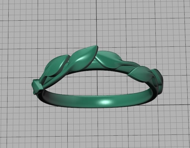 Floral  Wedding band Leaves gold ring 3dmodel 3D print model_42