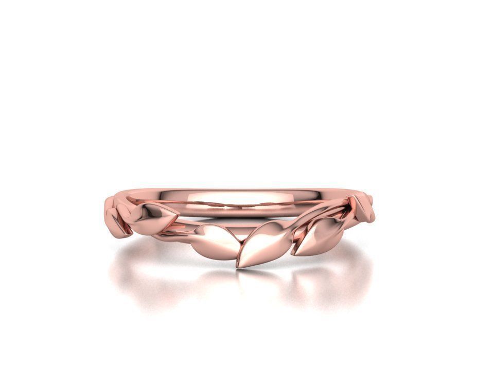 Floral  Wedding band Leaves gold ring 3dmodel 3D print model_10