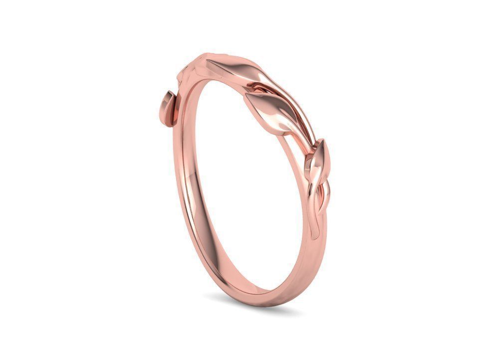 Floral  Wedding band Leaves gold ring 3dmodel 3D print model_28