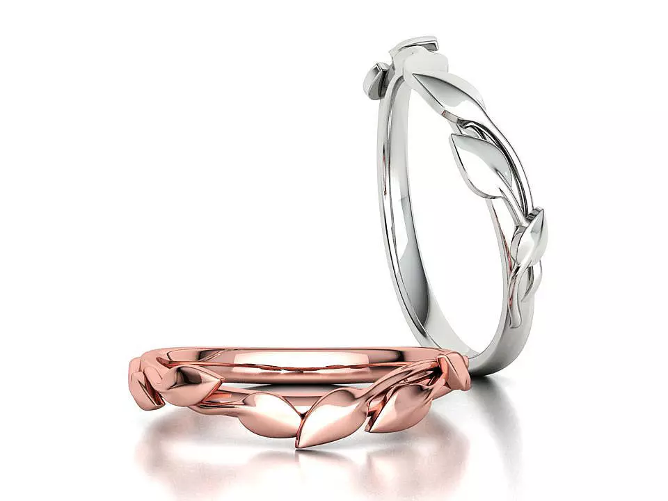 Floral  Wedding band Leaves gold ring 3dmodel 3D print model_0