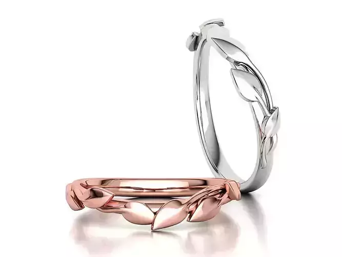 Floral  Wedding band Leaves gold ring 3dmodel 3D print model
