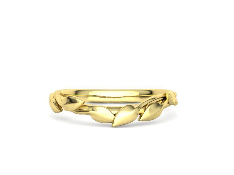 Floral  Wedding band Leaves gold ring 3dmodel 3D print model_17