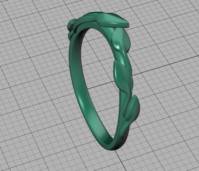 Floral  Wedding band Leaves gold ring 3dmodel 3D print model_38