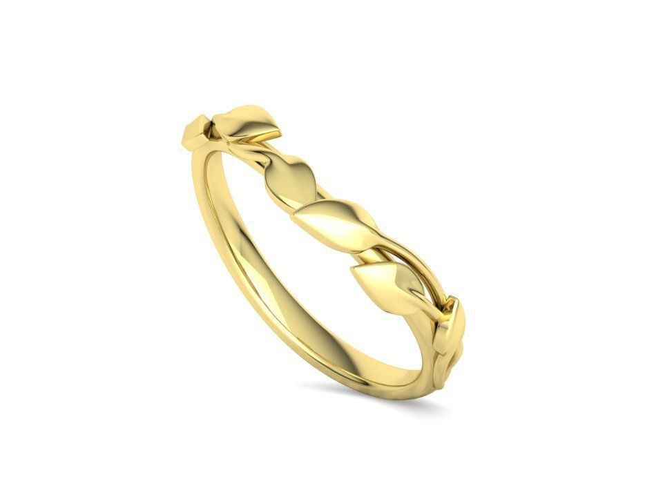 Floral  Wedding band Leaves gold ring 3dmodel 3D print model_14