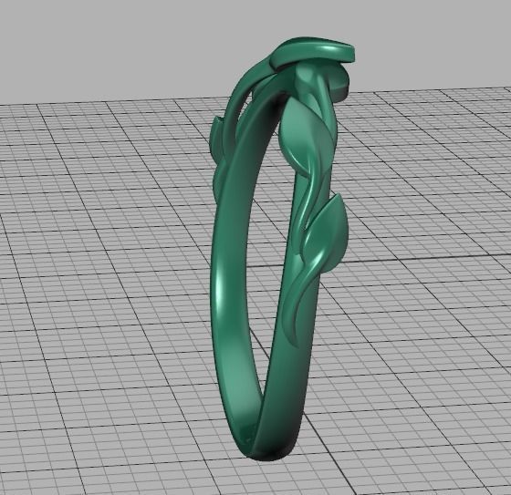 Floral  Wedding band Leaves gold ring 3dmodel 3D print model_39