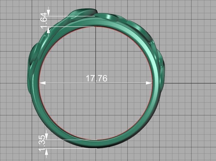 Floral  Wedding band Leaves gold ring 3dmodel 3D print model_36