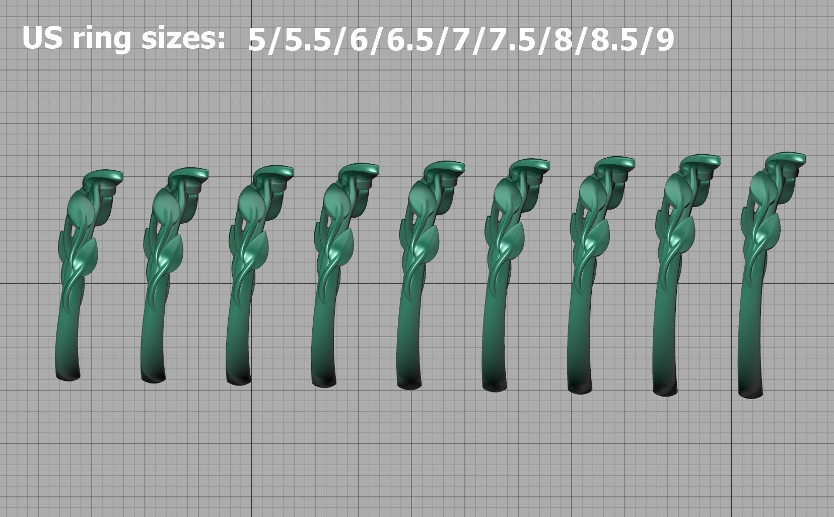 Floral  Wedding band Leaves gold ring 3dmodel 3D print model_8