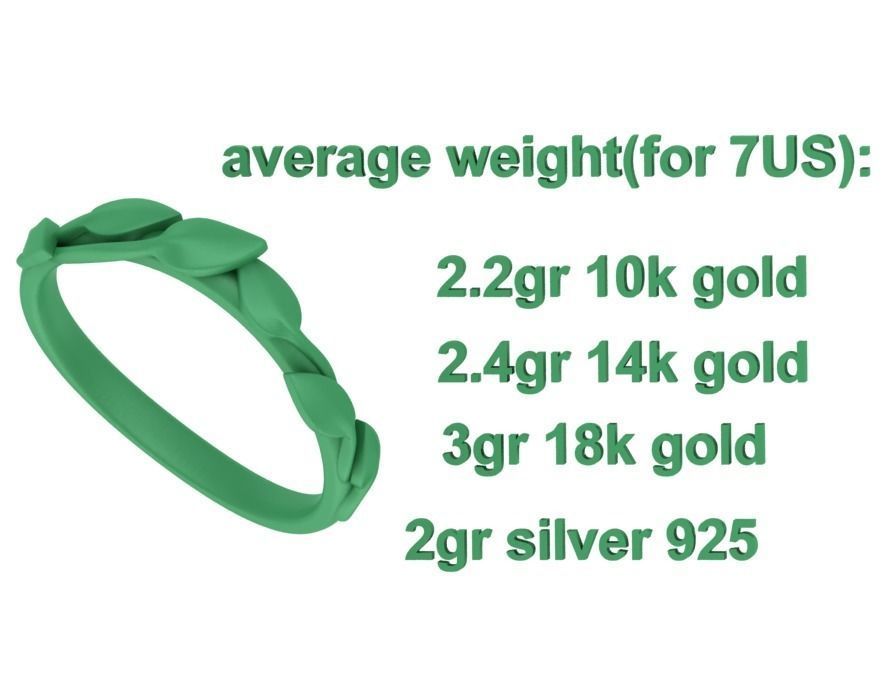 Floral  Wedding band Leaves gold ring 3dmodel 3D print model_9