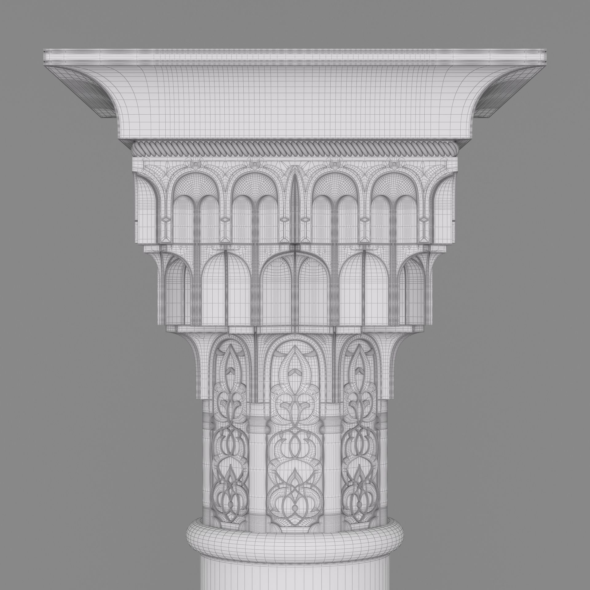 Classic Islamic Muqarnas Column 002 3D model_12