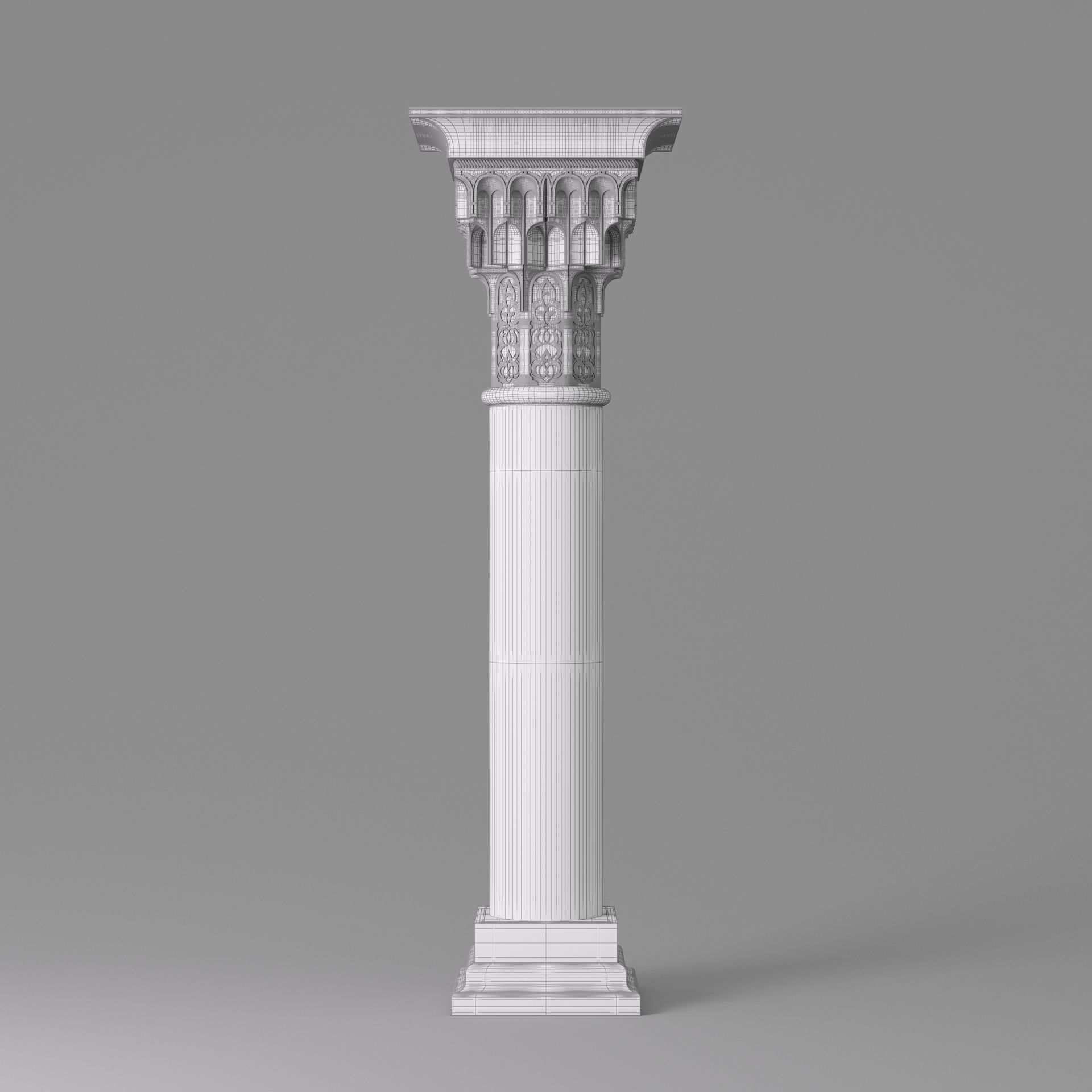 Classic Islamic Muqarnas Column 002 3D model_8