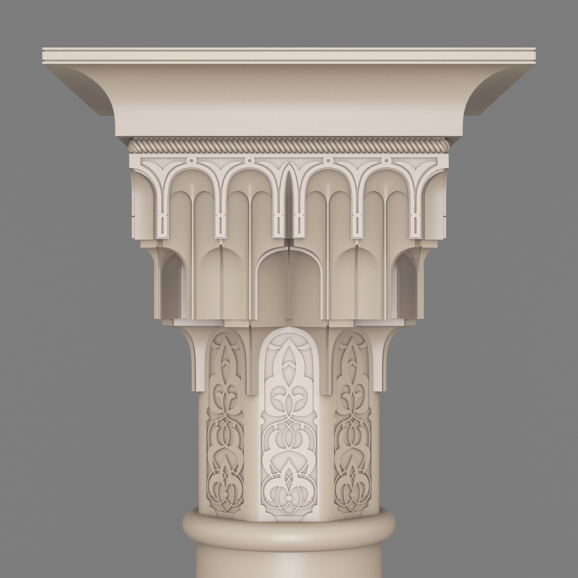 Classic Islamic Muqarnas Column 002 3D model_5