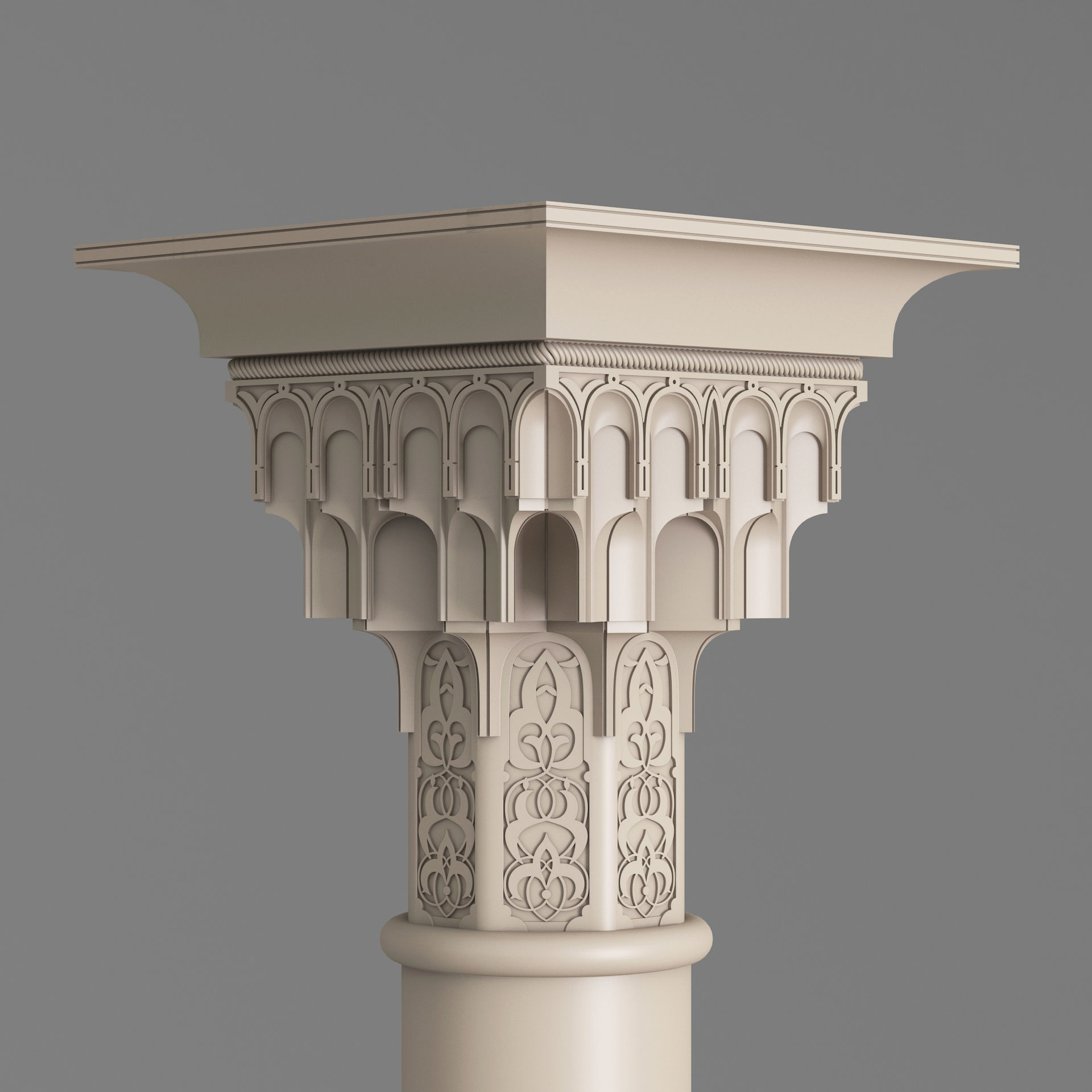 Classic Islamic Muqarnas Column 002 3D model_4