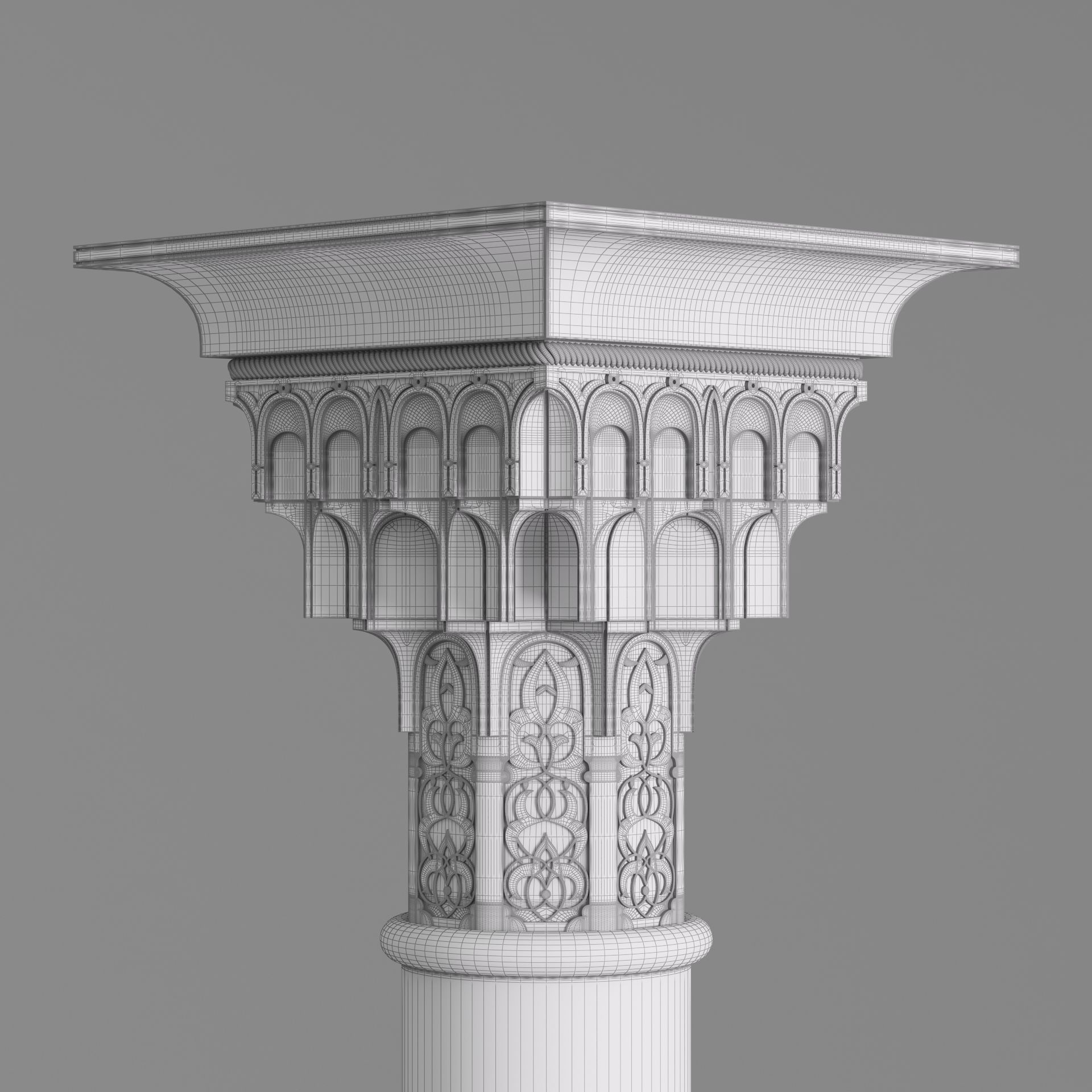 Classic Islamic Muqarnas Column 002 3D model_11