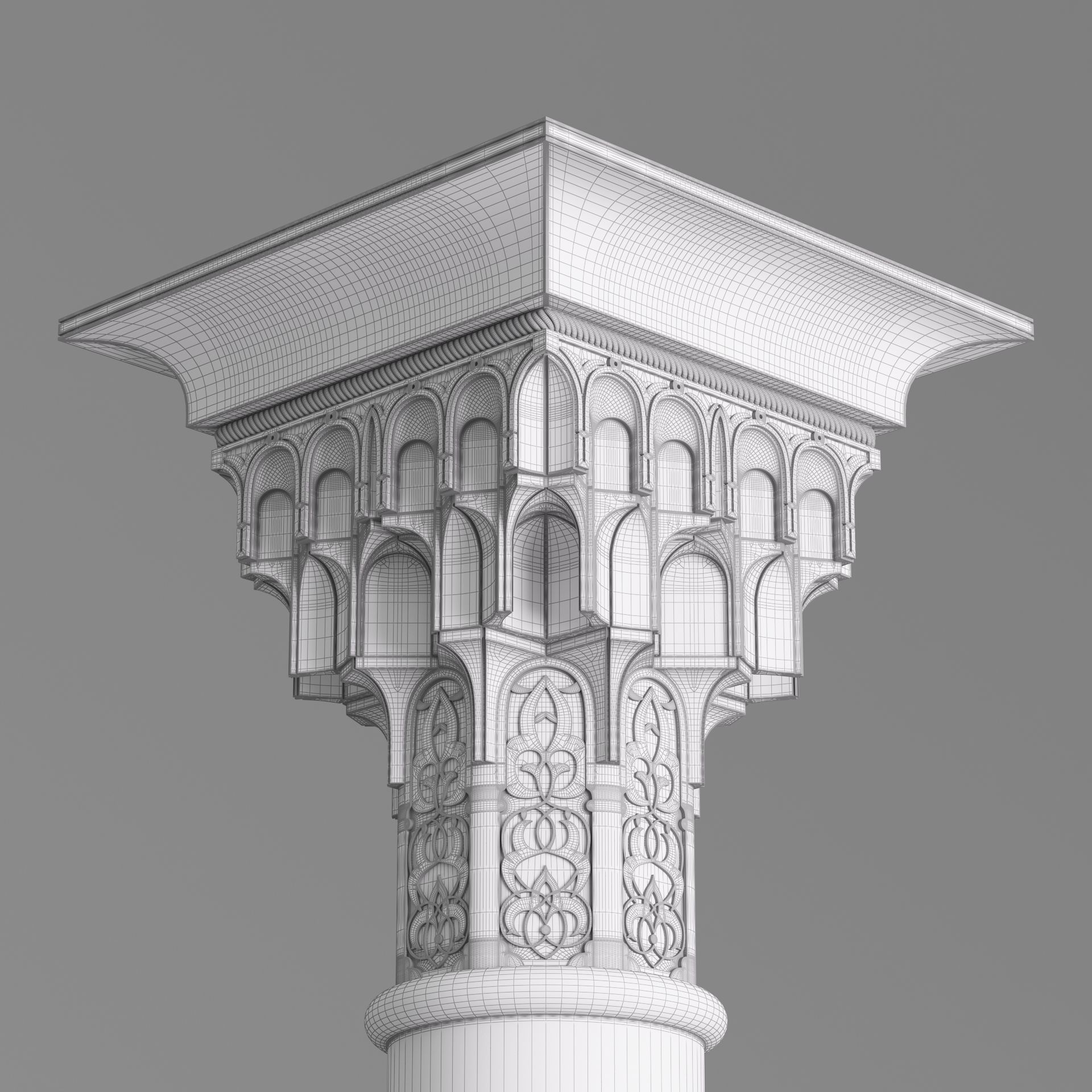 Classic Islamic Muqarnas Column 002 3D model_9