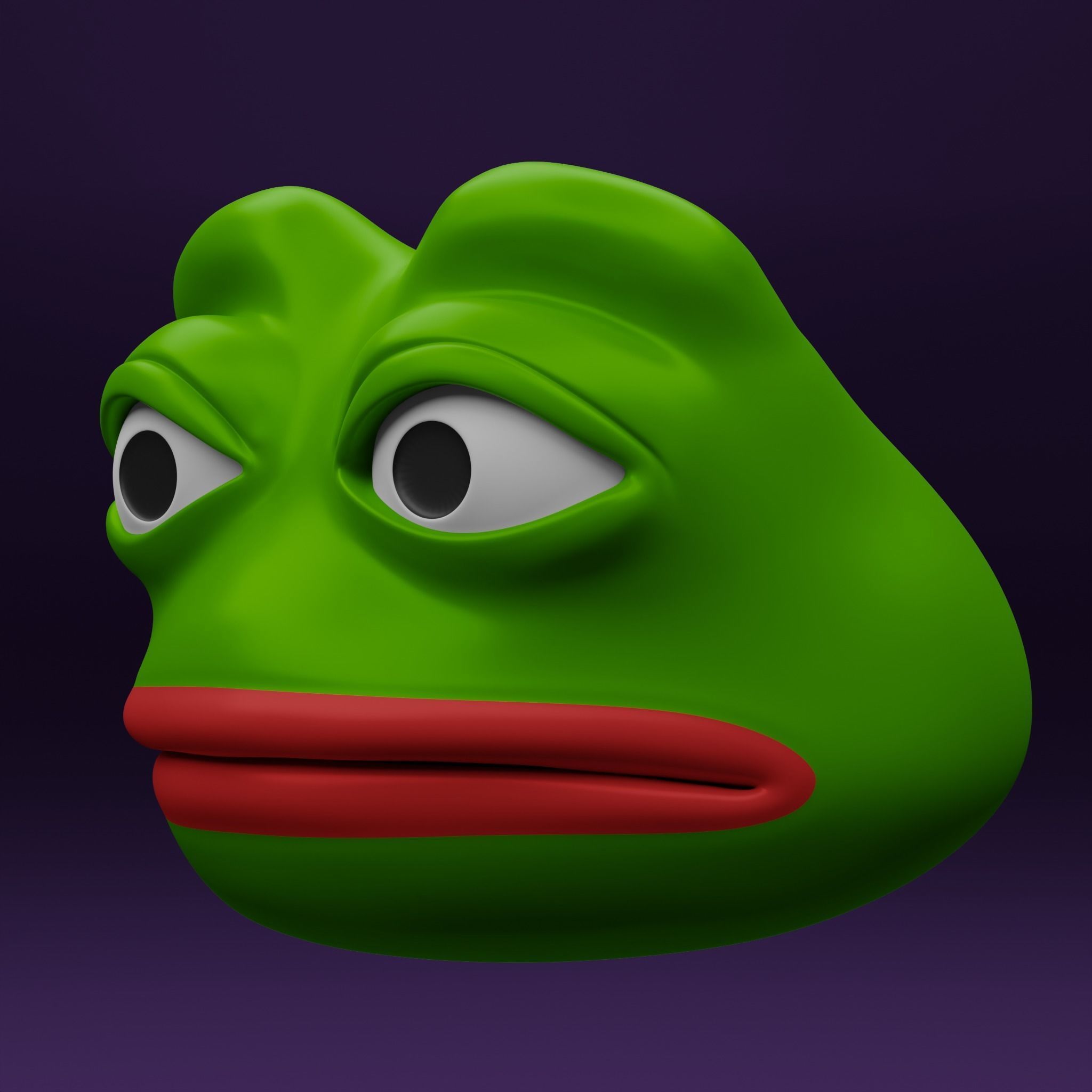 Pepe the Frog - Shocked Pepe Expression Head Model Low-poly 3D model_1