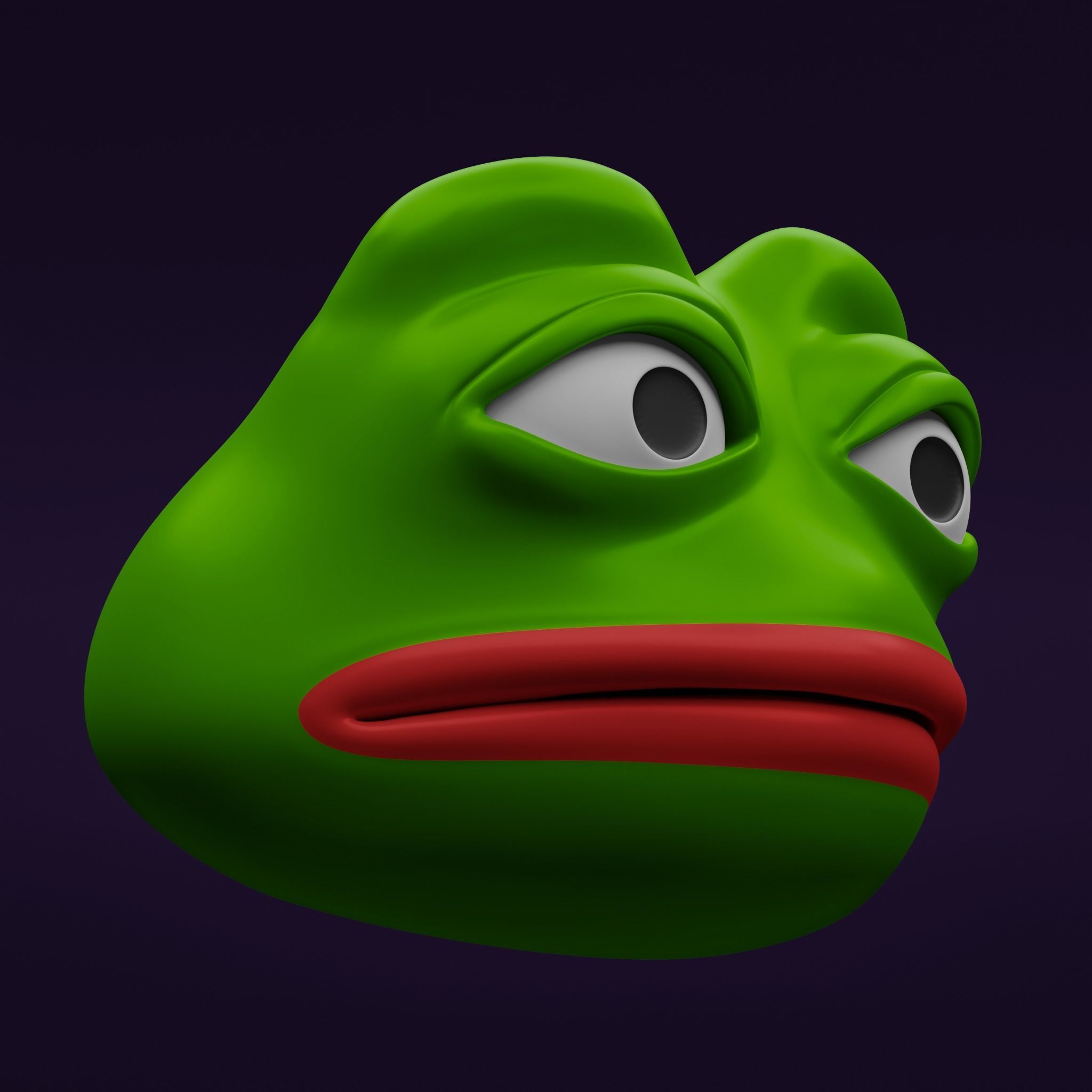 Pepe the Frog - Shocked Pepe Expression Head Model Low-poly 3D model_14