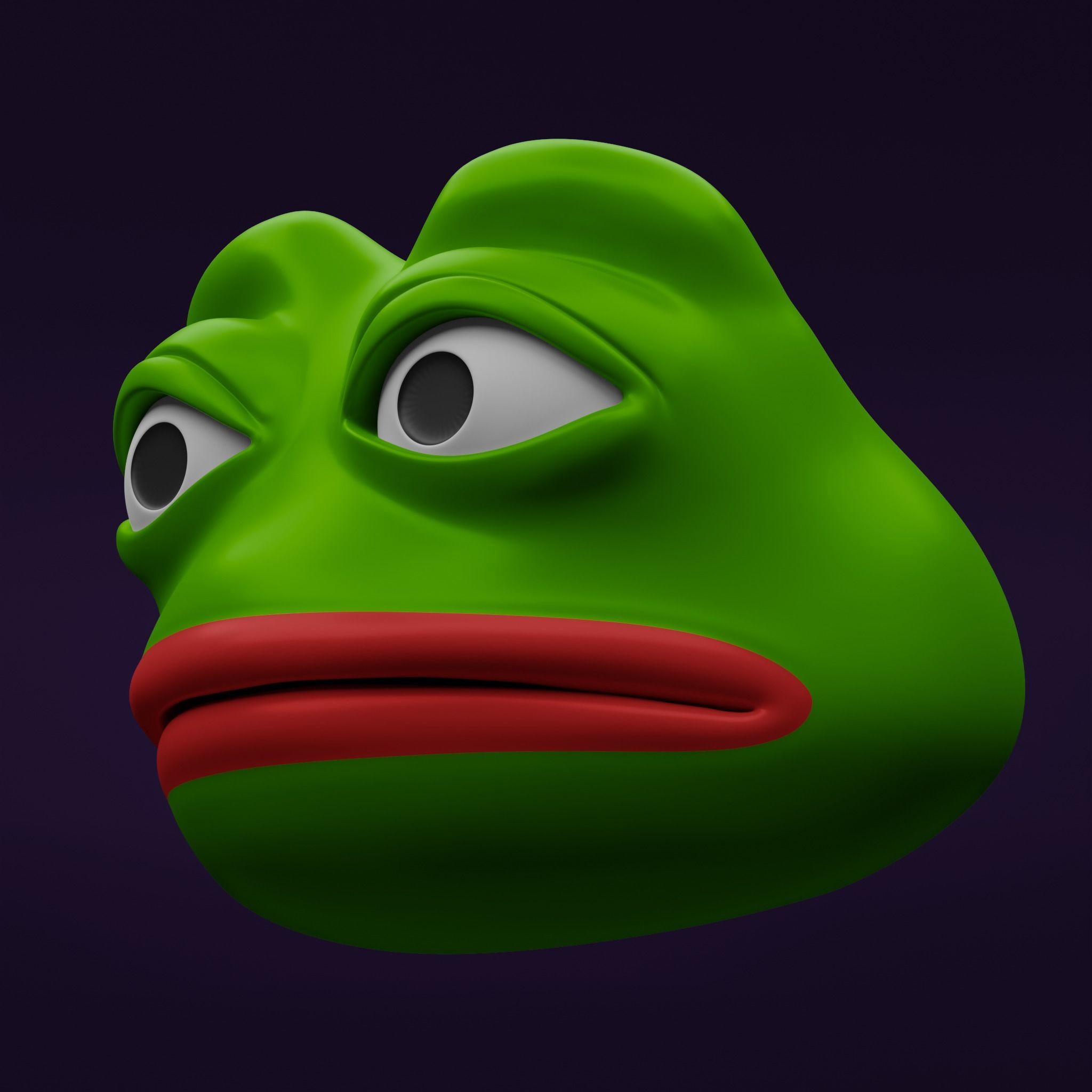 Pepe the Frog - Shocked Pepe Expression Head Model Low-poly 3D model_13