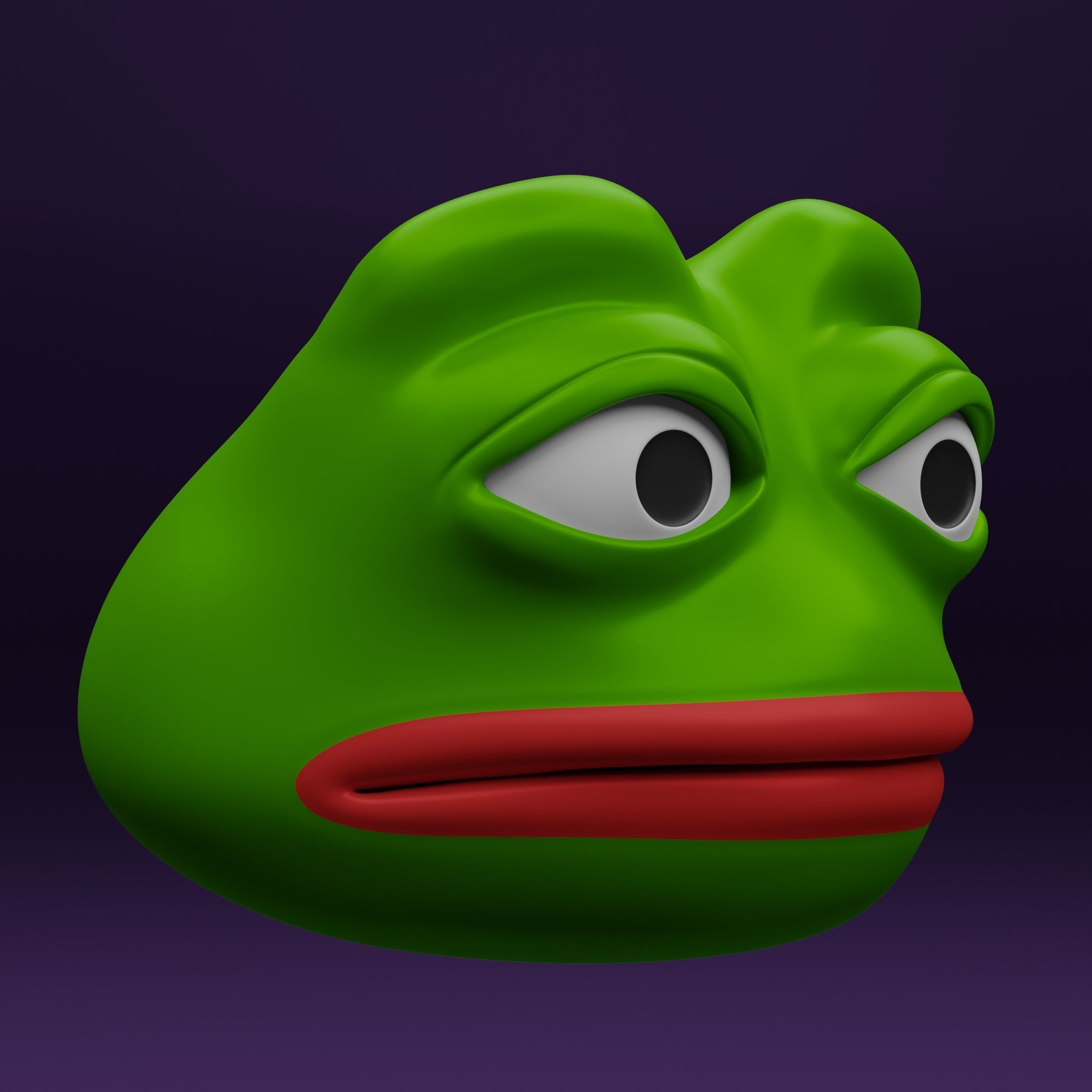 Pepe the Frog - Shocked Pepe Expression Head Model Low-poly 3D model_2