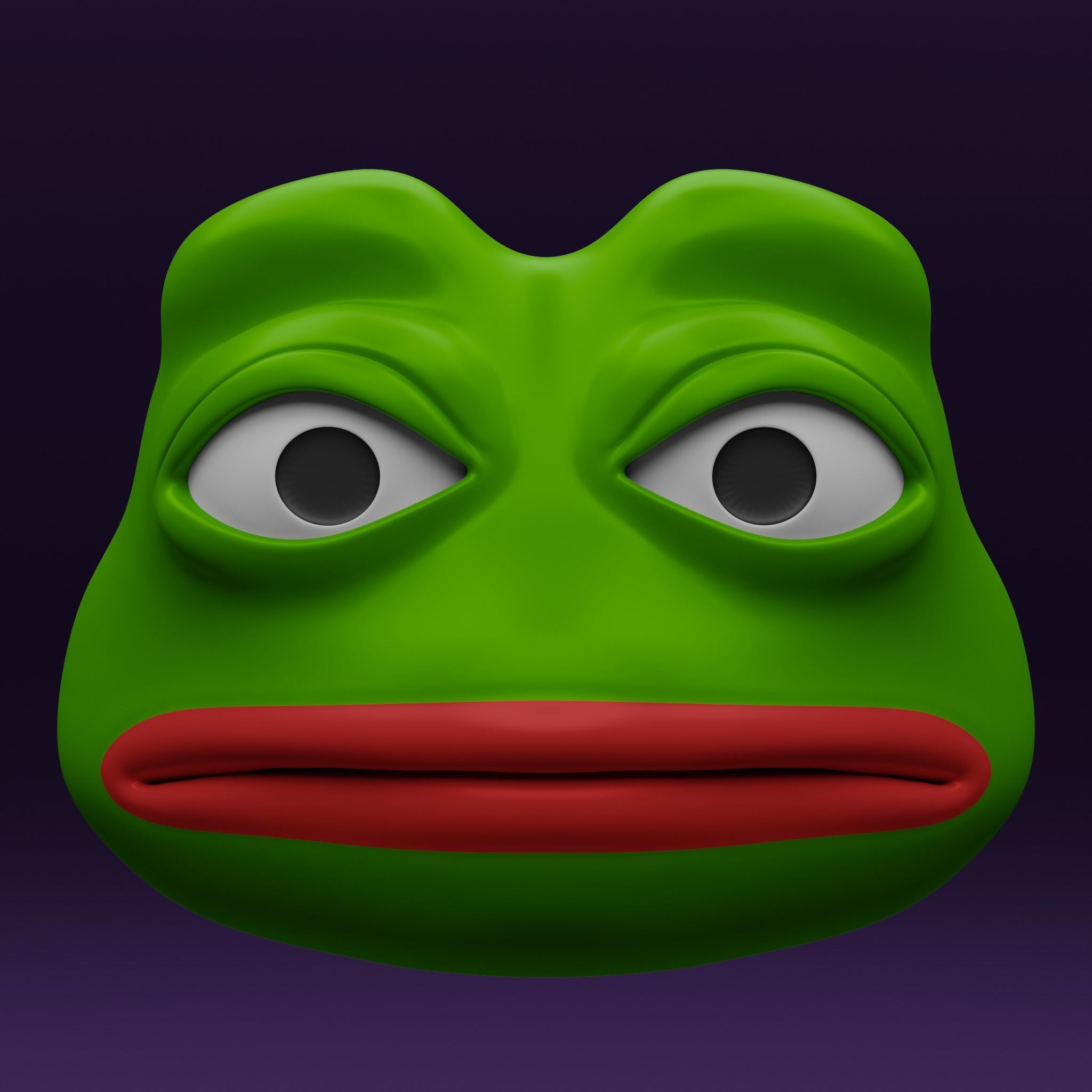 Pepe the Frog - Shocked Pepe Expression Head Model Low-poly 3D model_8