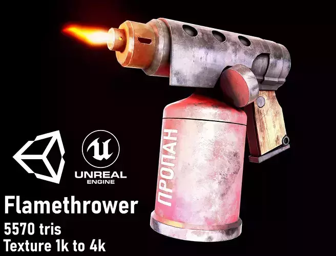 Flamethrower Lowpoly Low-poly 3D model