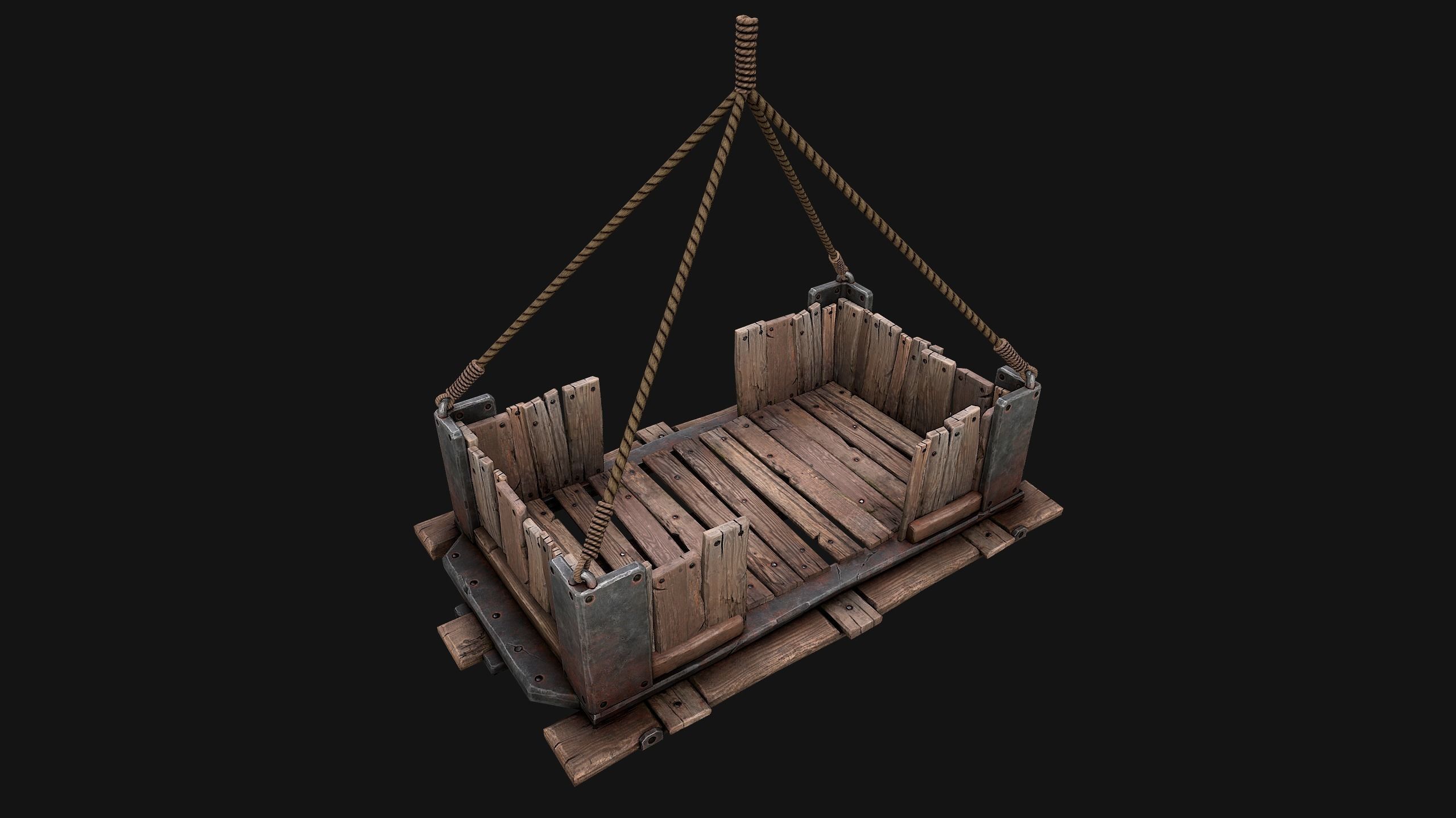 Medieval Lift Elevator Low-poly 3D model_17