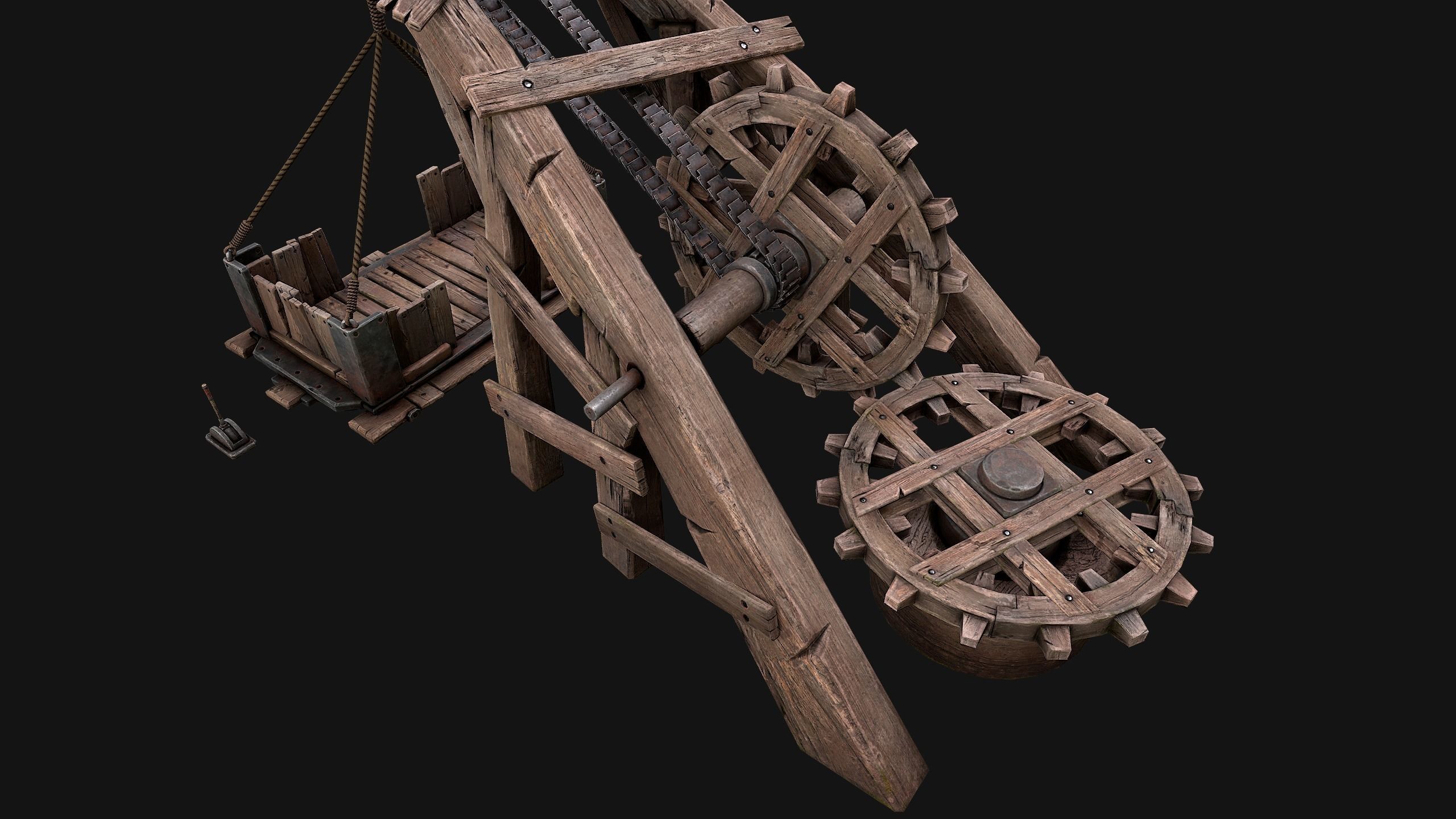 Medieval Lift Elevator Low-poly 3D model_30