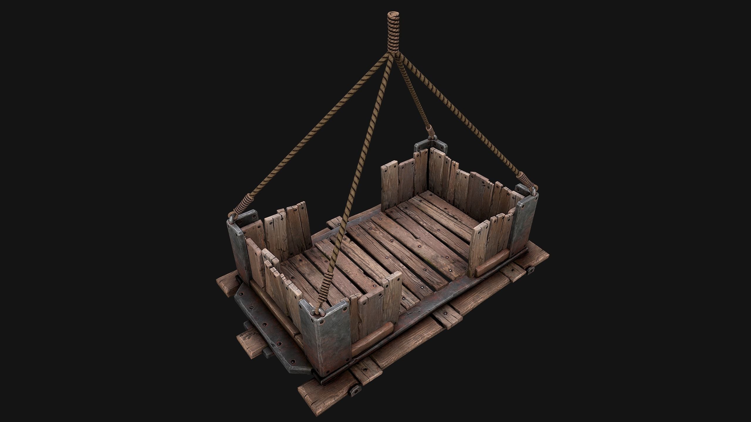 Medieval Lift Elevator Low-poly 3D model_19