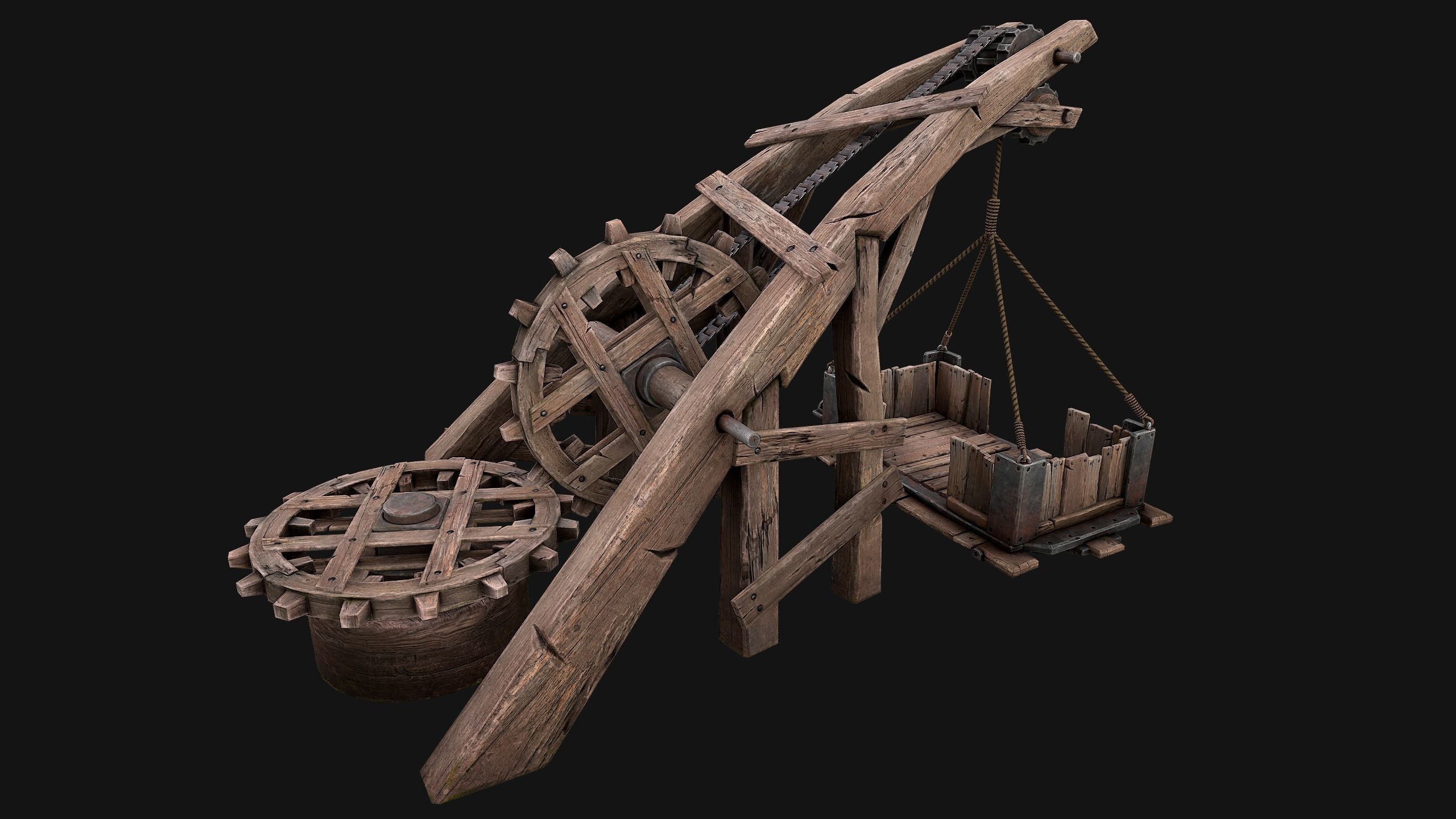 Medieval Lift Elevator Low-poly 3D model_23