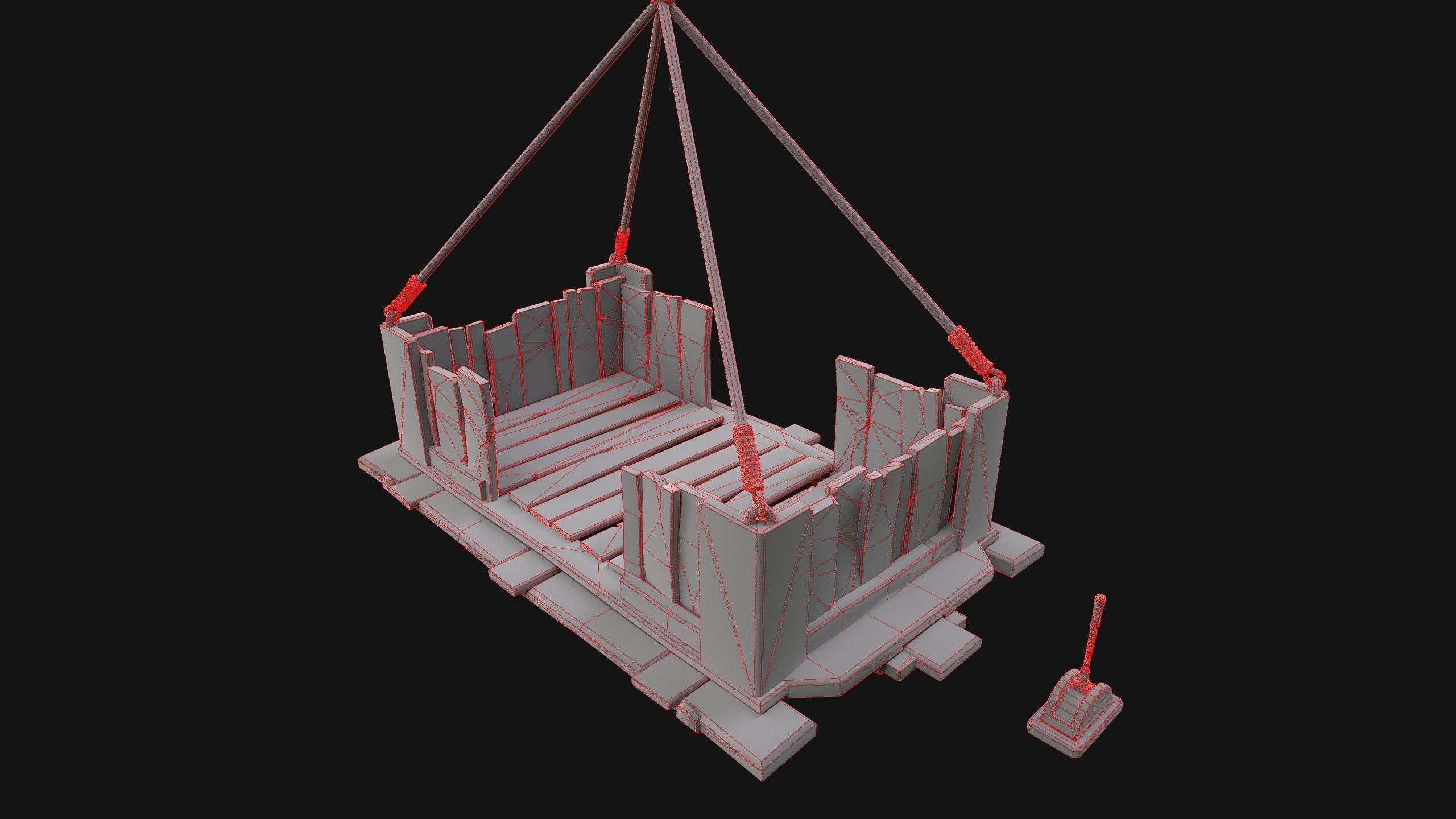 Medieval Lift Elevator Low-poly 3D model_22