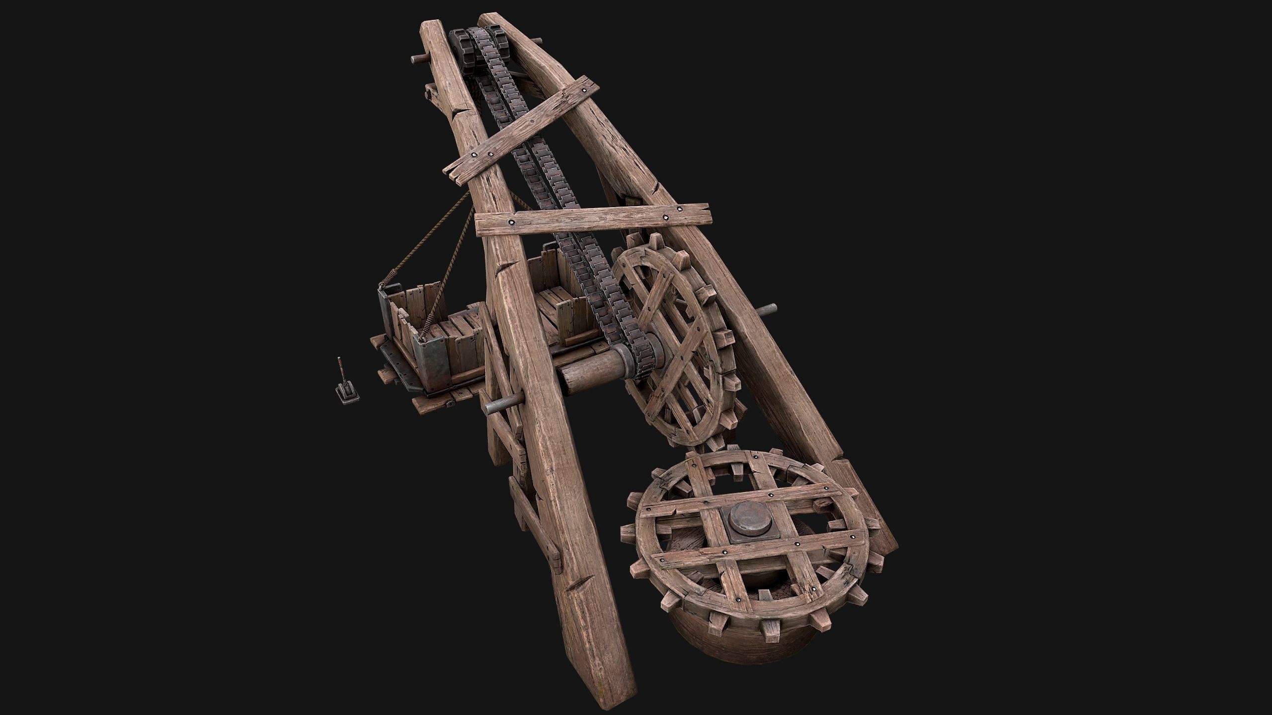 Medieval Lift Elevator Low-poly 3D model_8