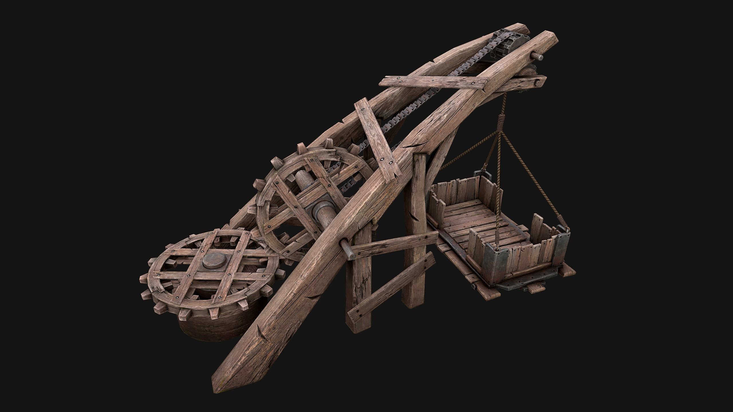 Medieval Lift Elevator Low-poly 3D model_10