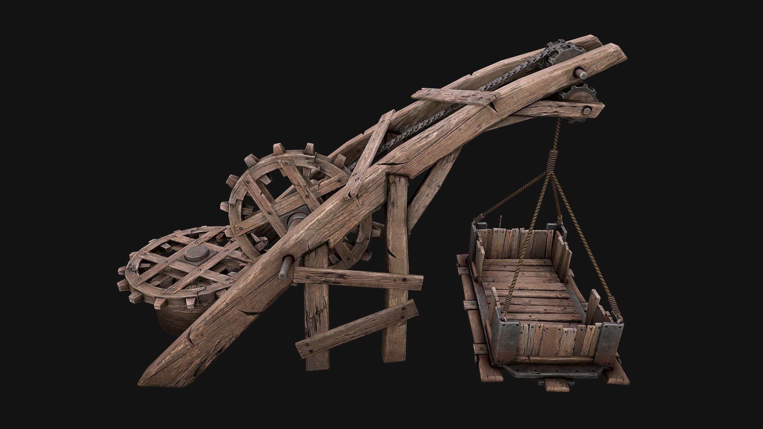 Medieval Lift Elevator Low-poly 3D model_11