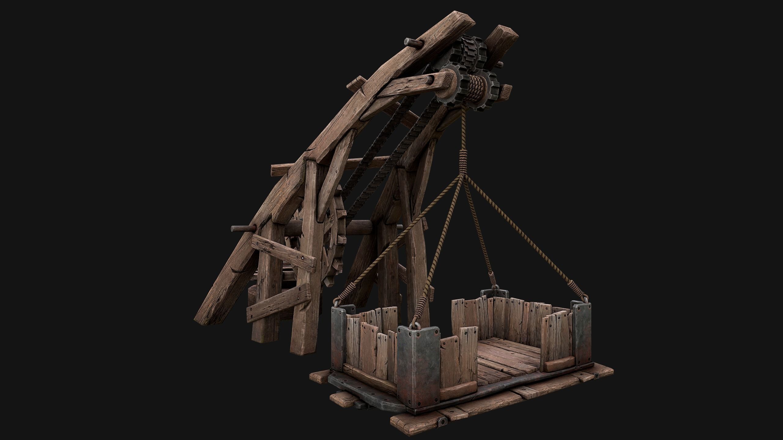 Medieval Lift Elevator Low-poly 3D model_25