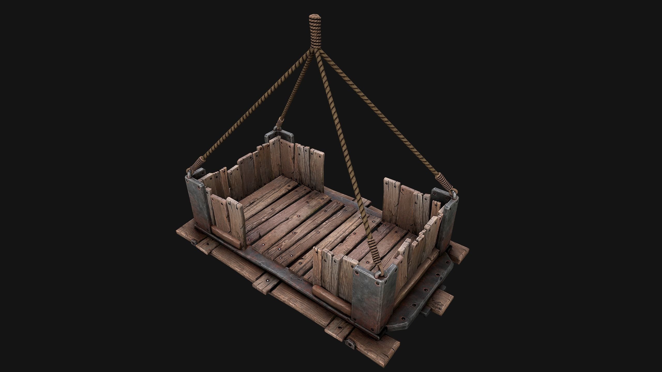 Medieval Lift Elevator Low-poly 3D model_18