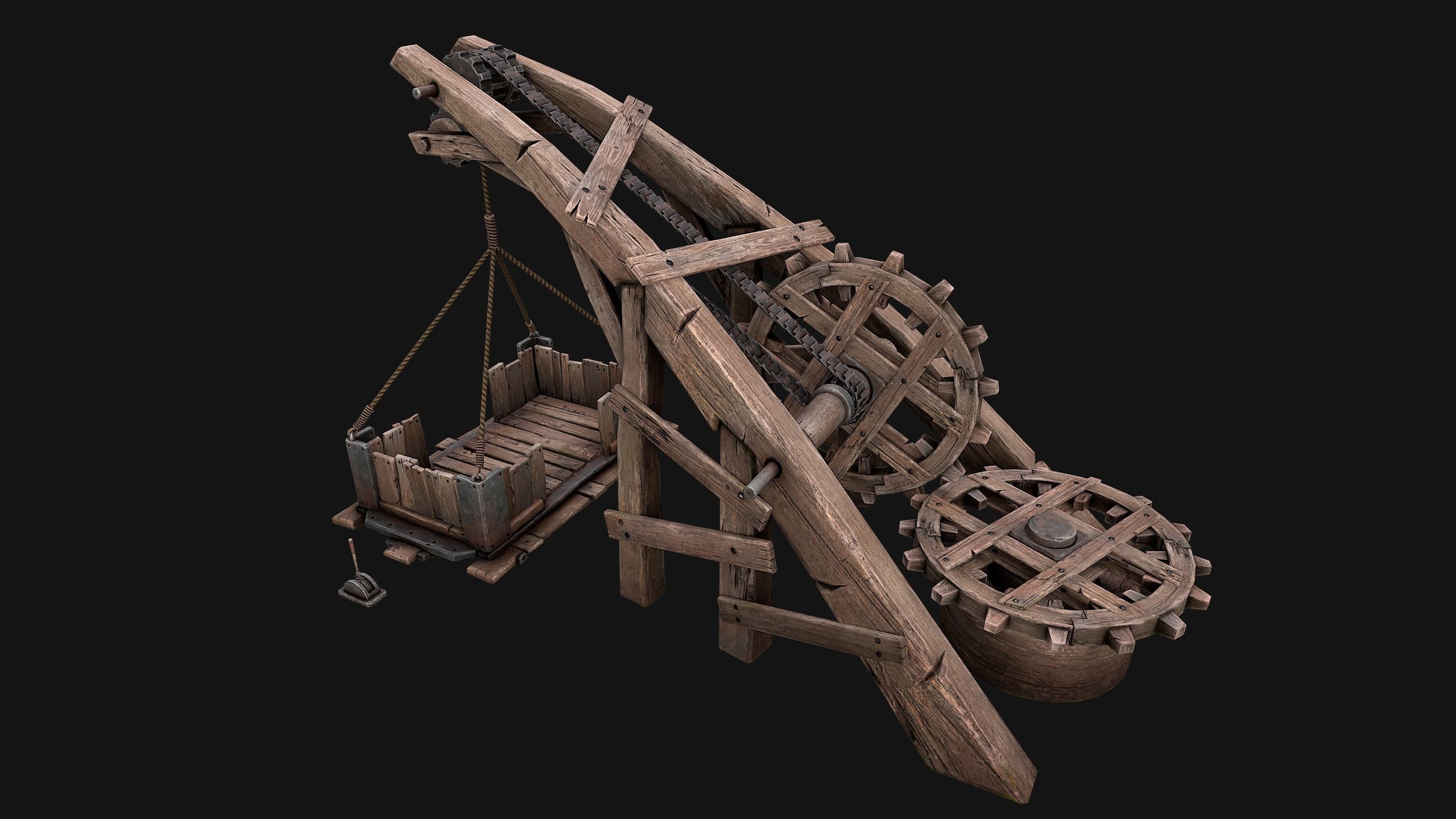 Medieval Lift Elevator Low-poly 3D model_12
