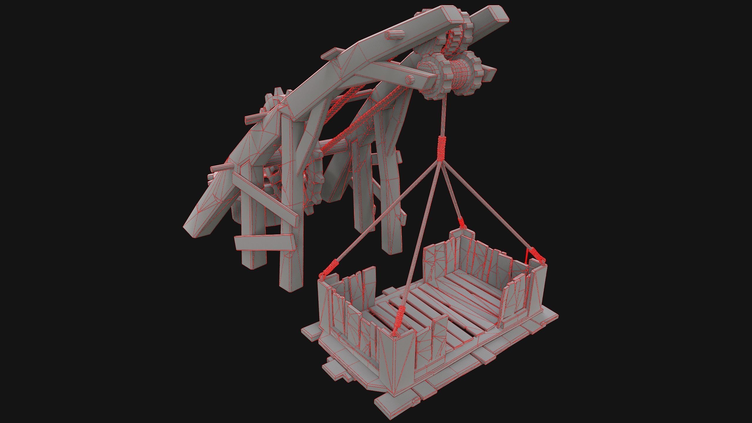 Medieval Lift Elevator Low-poly 3D model_21
