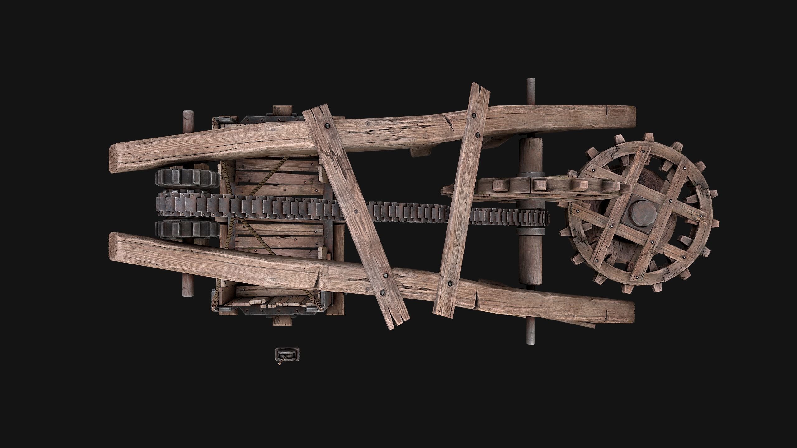 Medieval Lift Elevator Low-poly 3D model_6