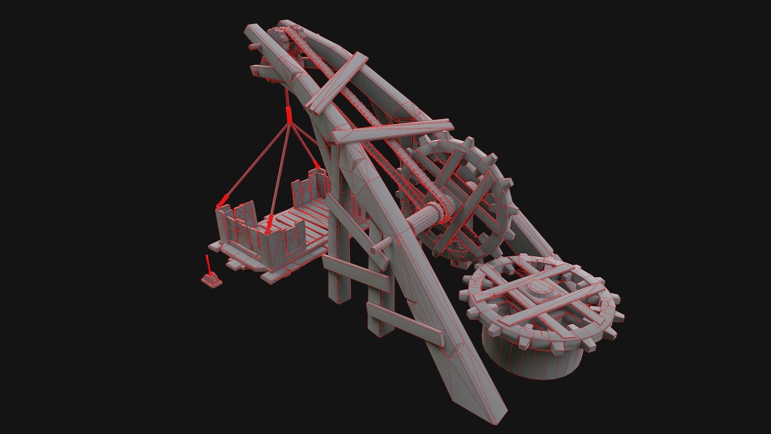 Medieval Lift Elevator Low-poly 3D model_20