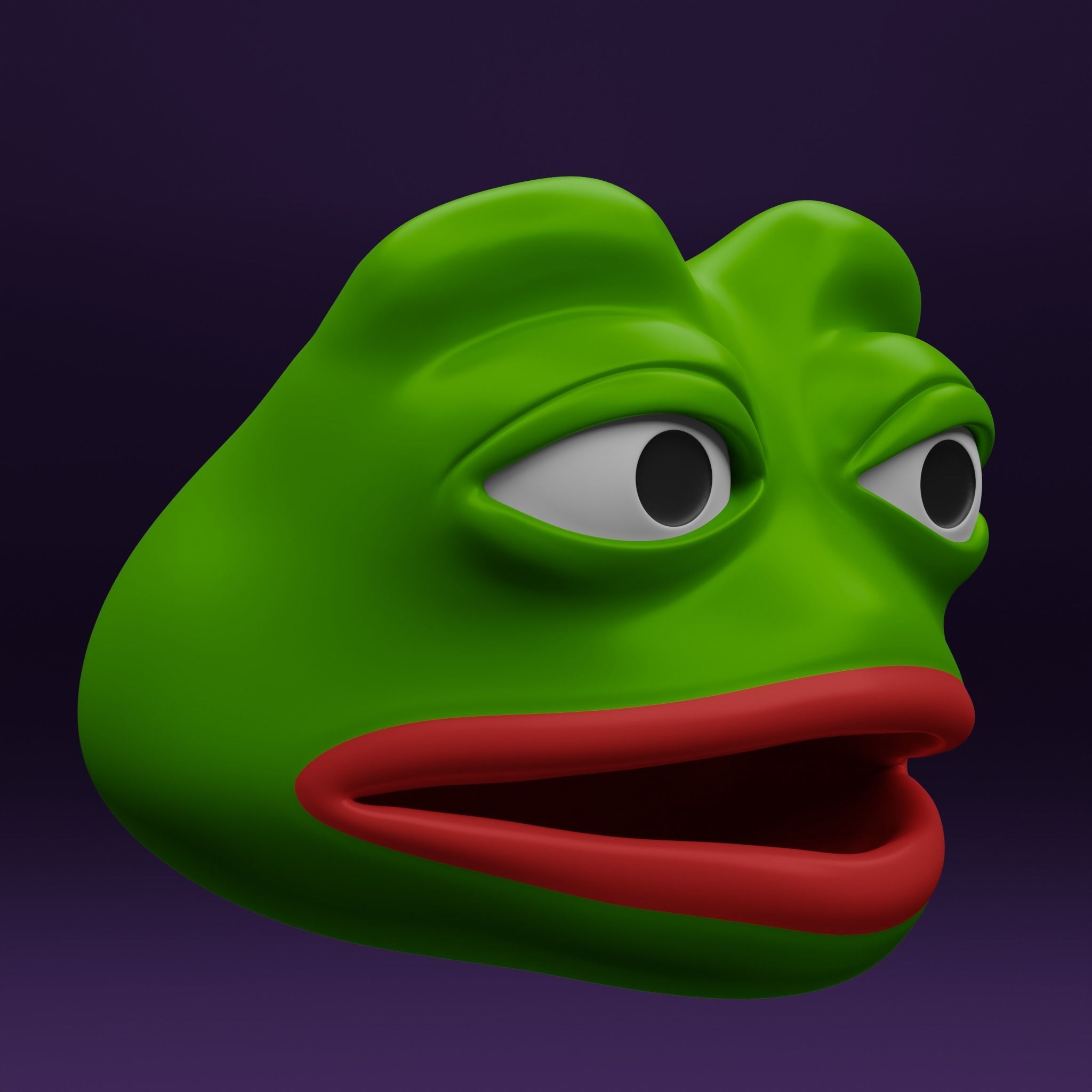 Pepe the Frog - Shocked Pepe Expression V2 Head Model Low-poly 3D model_2
