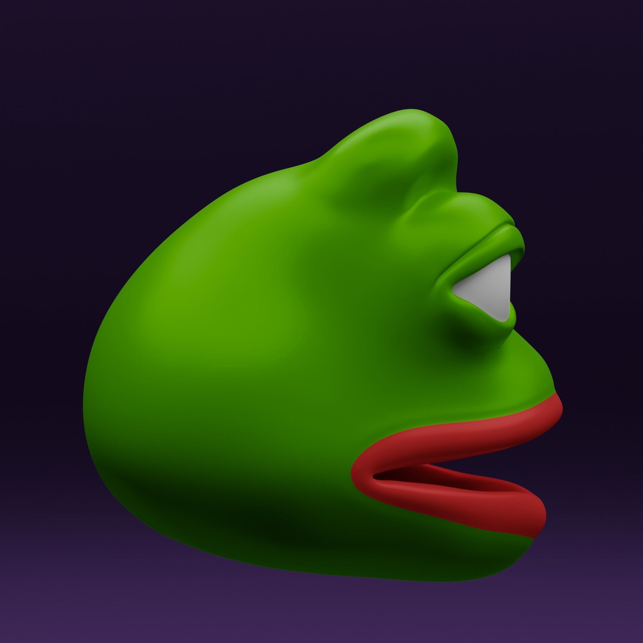 Pepe the Frog - Shocked Pepe Expression V2 Head Model Low-poly 3D model_6