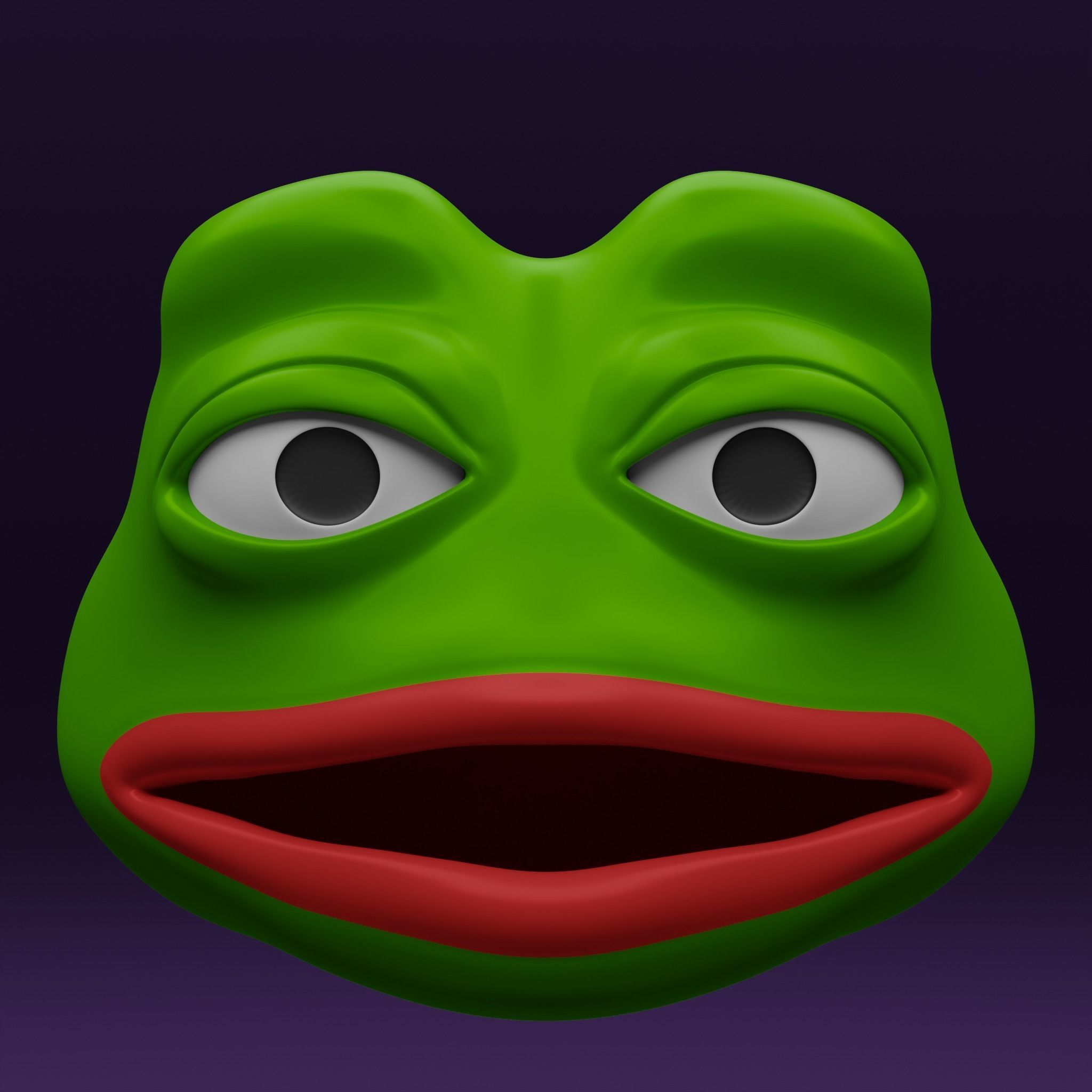 Pepe the Frog - Shocked Pepe Expression V2 Head Model Low-poly 3D model_8