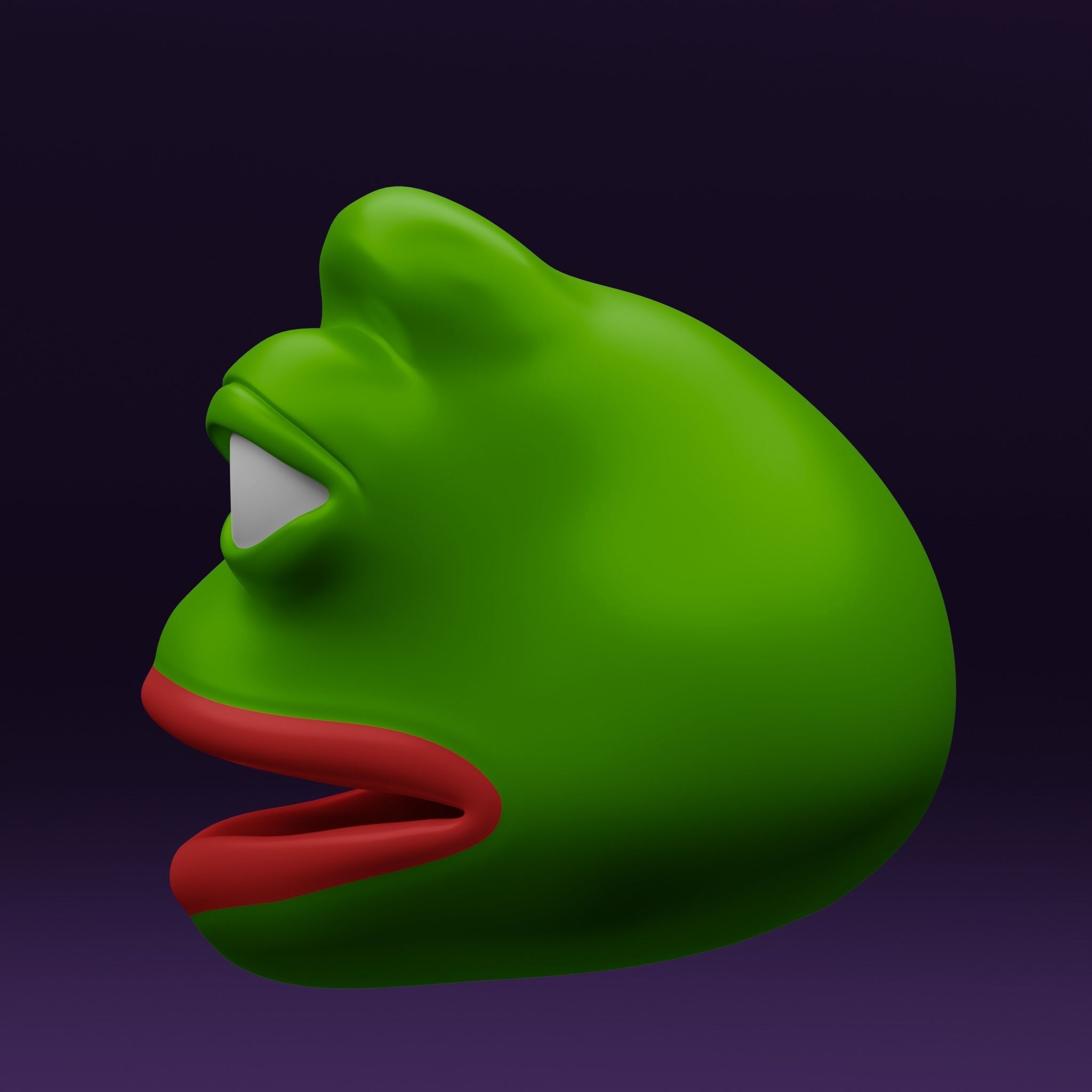 Pepe the Frog - Shocked Pepe Expression V2 Head Model Low-poly 3D model_7