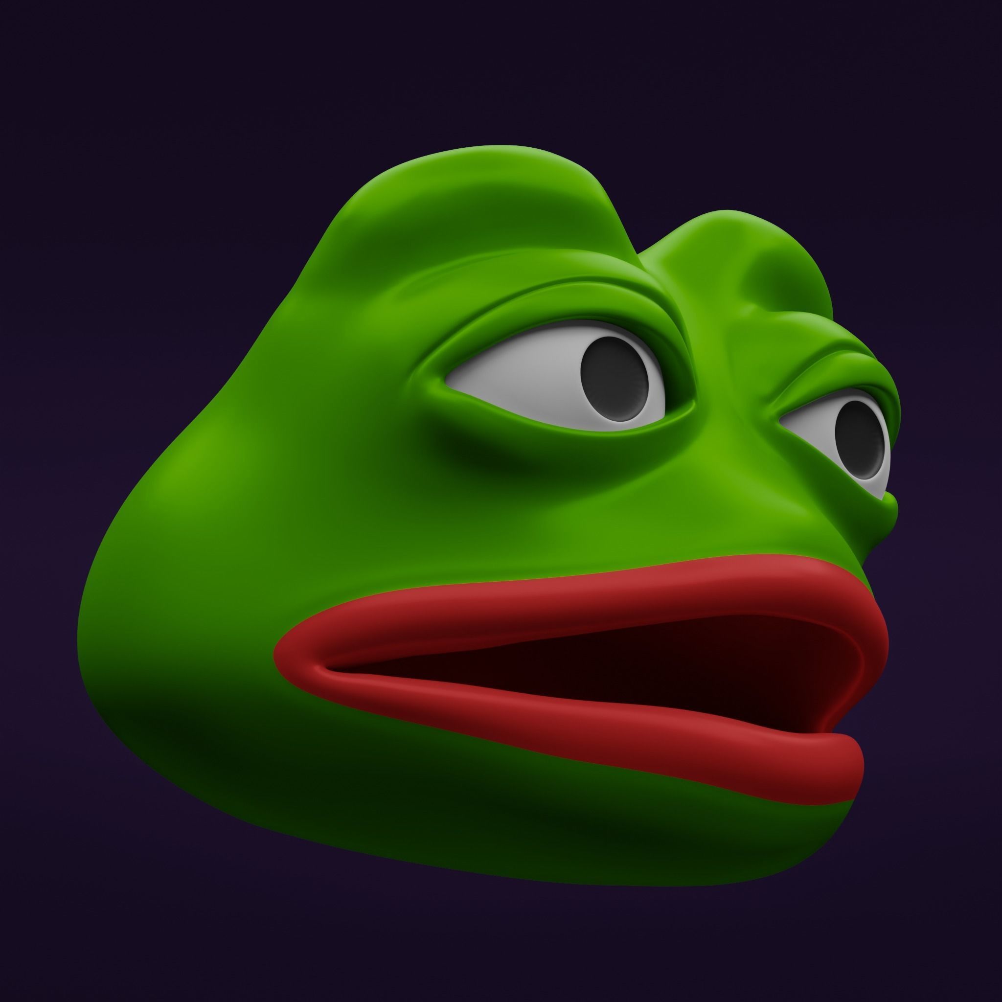 Pepe the Frog - Shocked Pepe Expression V2 Head Model Low-poly 3D model_14