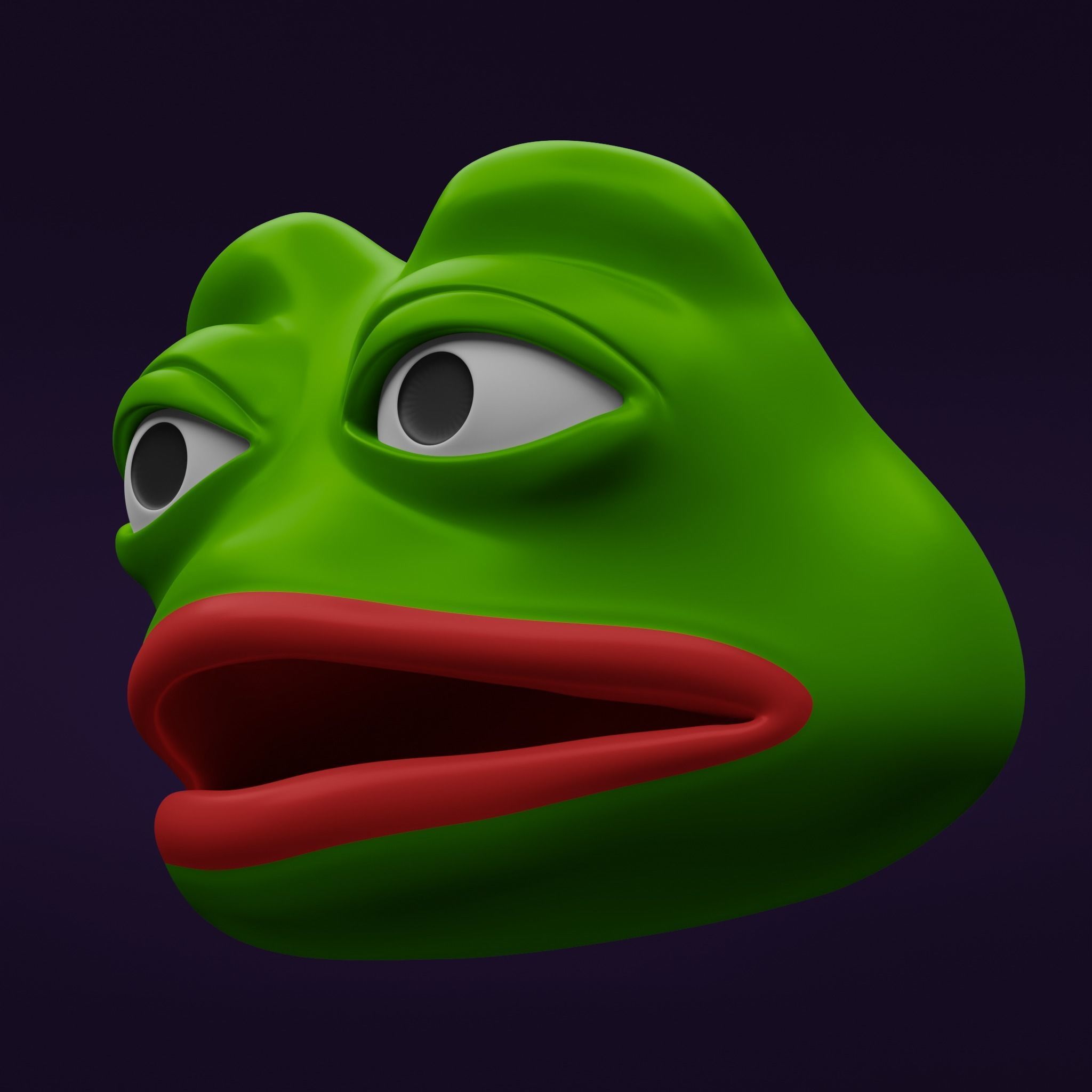 Pepe the Frog - Shocked Pepe Expression V2 Head Model Low-poly 3D model_13