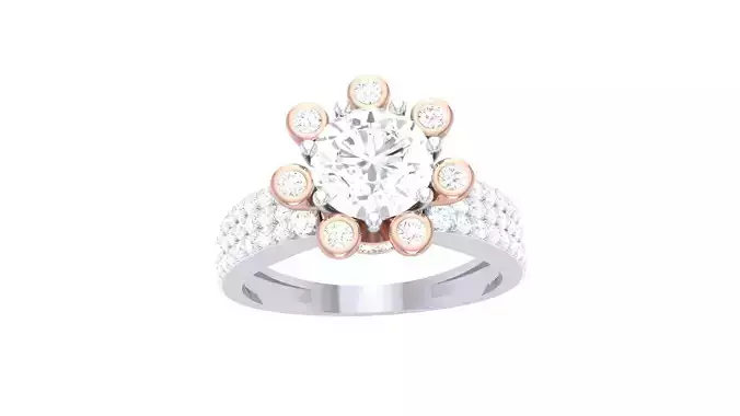 Women Solitaire Ring 3dm stl render detail