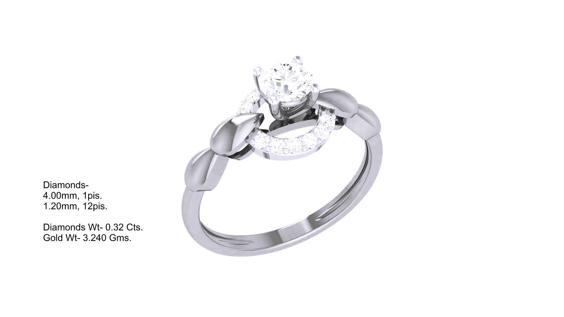 Women Solitaire Ring 3dm stl 3mf mtl gltf glb obj render detail 3D print model_3