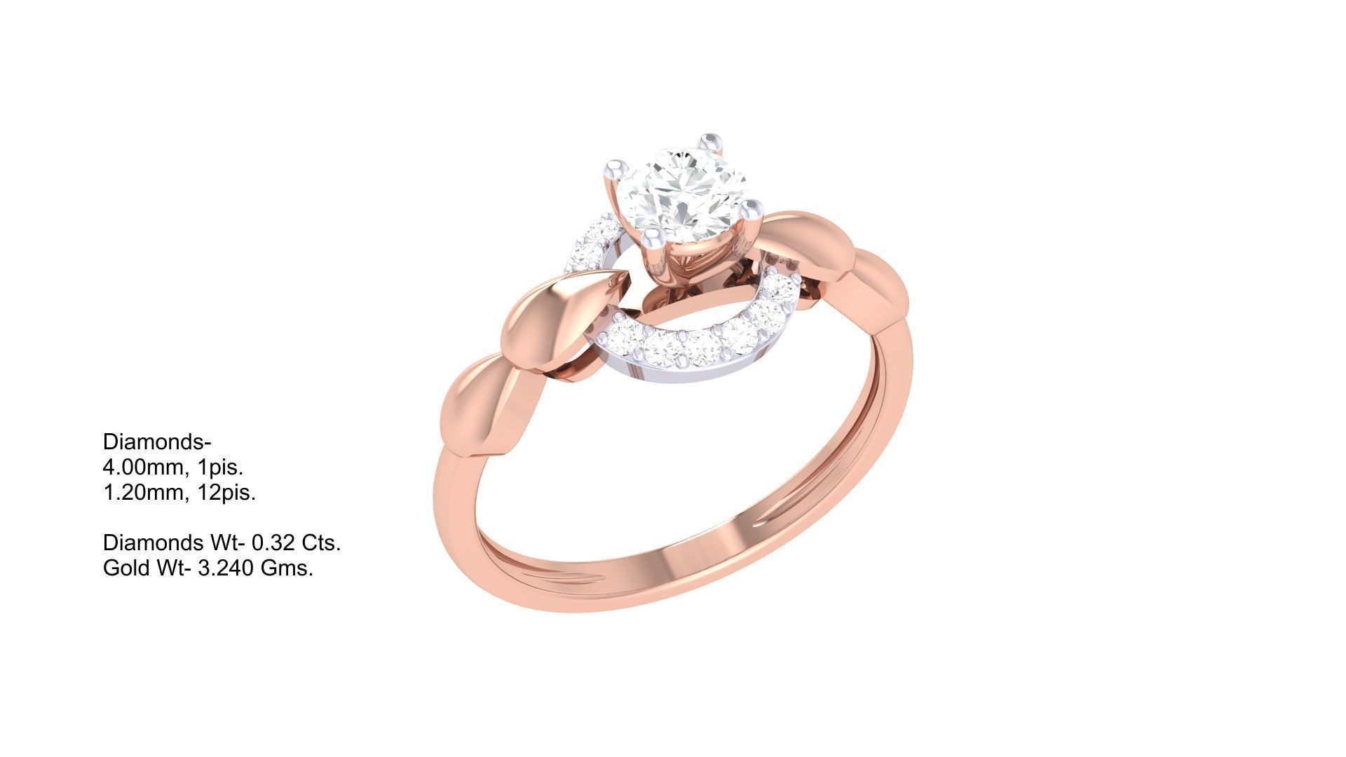 Women Solitaire Ring 3dm stl 3mf mtl gltf glb obj render detail 3D print model_2