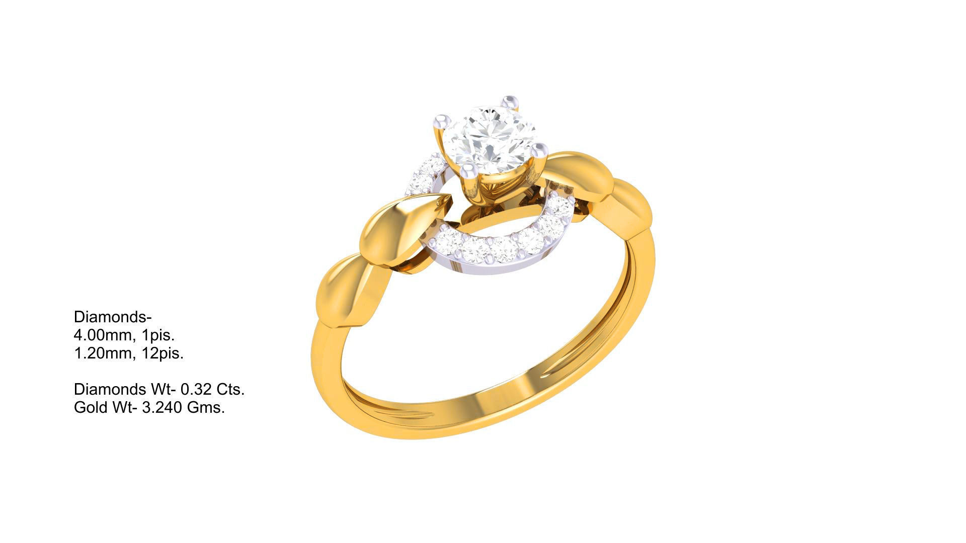 Women Solitaire Ring 3dm stl 3mf mtl gltf glb obj render detail 3D print model_1