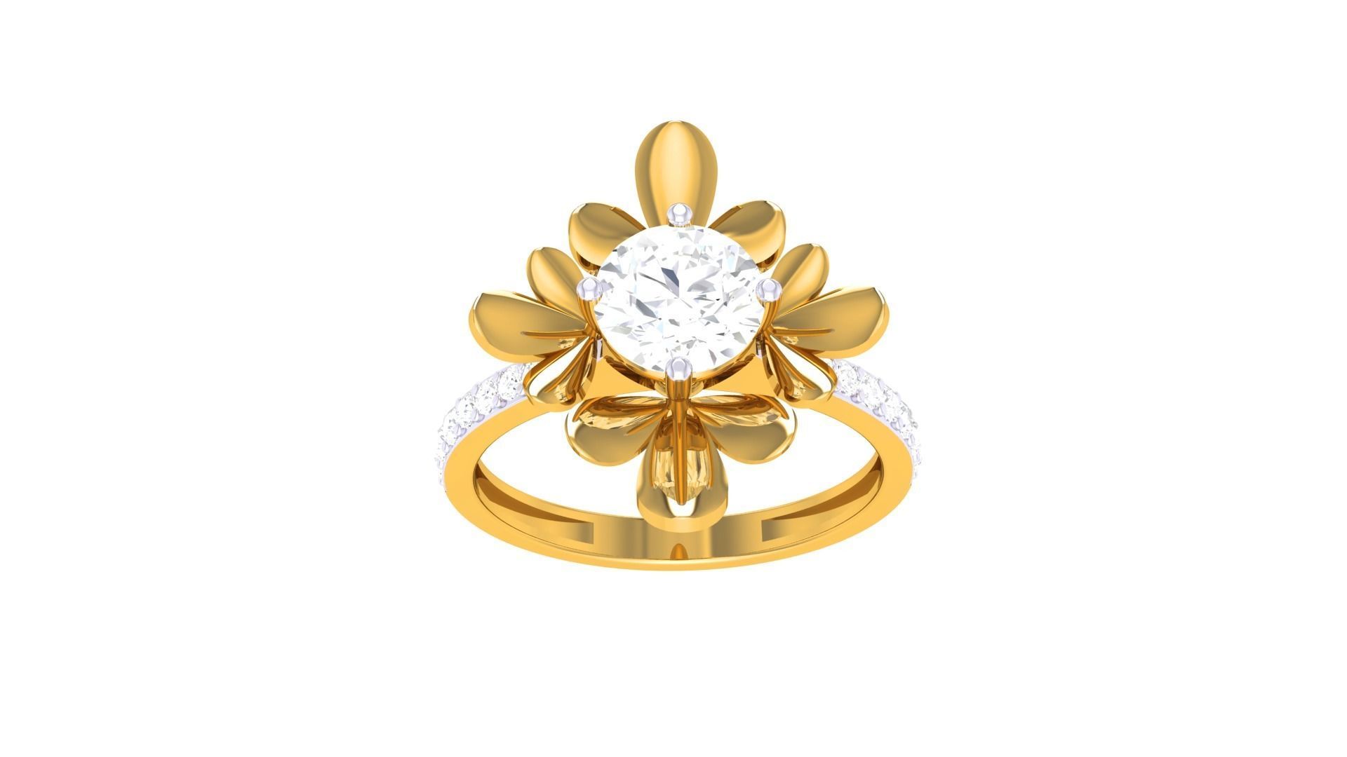 Women Mono Single Diamond Solitaire Ring 3dm stl renders details 3D print model_8