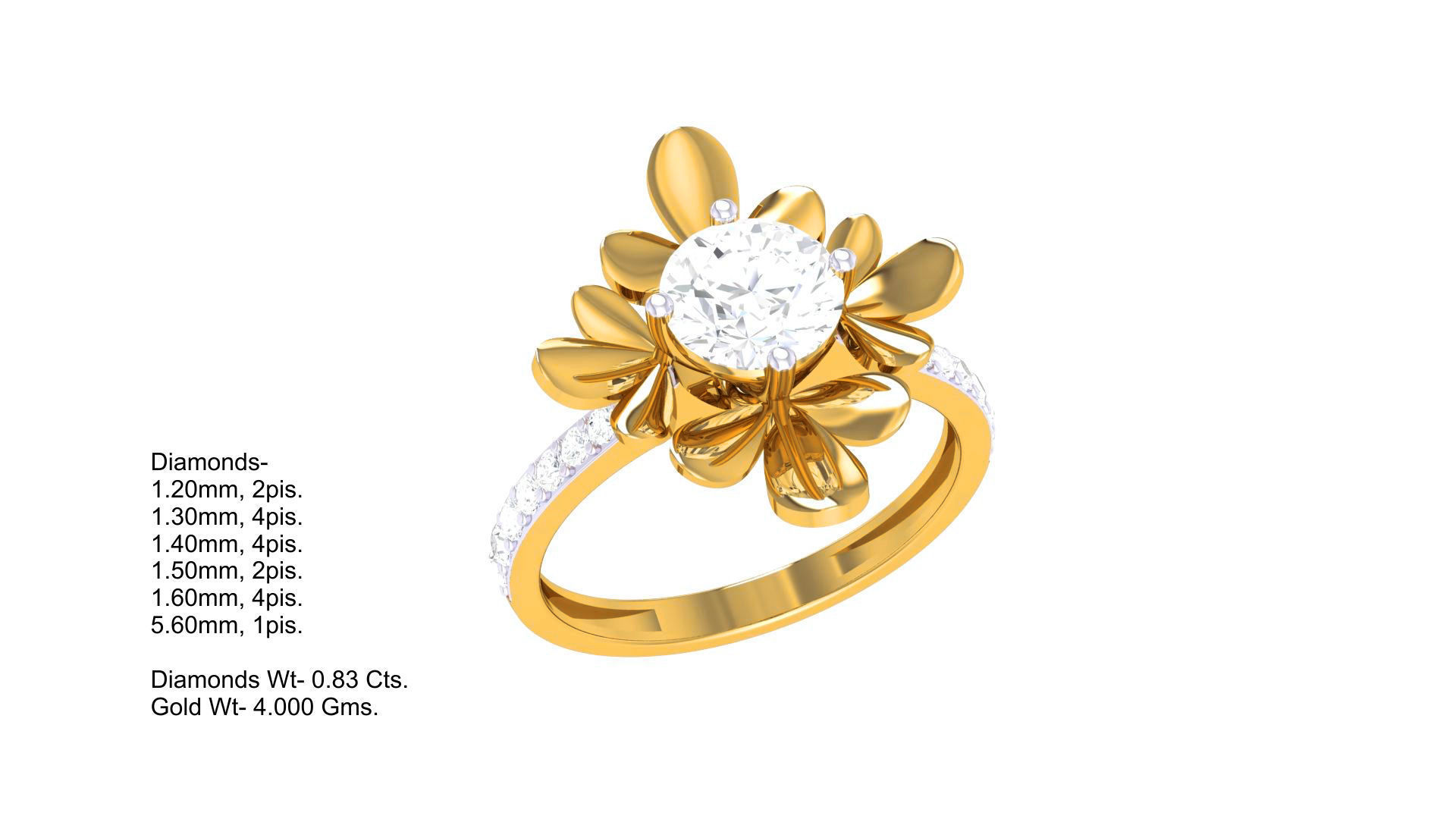 Women Mono Single Diamond Solitaire Ring 3dm stl renders details 3D print model_2